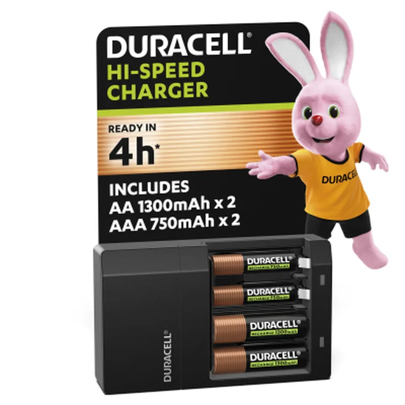 Зарядний пристрій для акумуляторів Duracell CEF14, 4 години, 1 шт. (Includes 2 AA1300mAh & 2 AAA750mAh) (5007497 / 5004990)