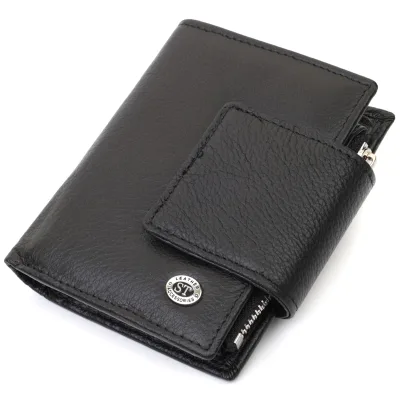 Гаманець ST Leather З натуральної шкіри Чорний (22703)