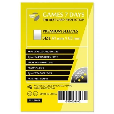 Протектор для карт Games 7 Days 41 х 63 мм, Mini USA, 50 шт (PREMIUM) (GSD-024163)