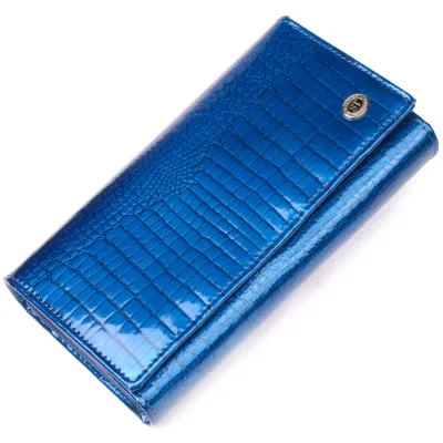 Гаманець ST Leather З лакованої шкіри Синій (19404)