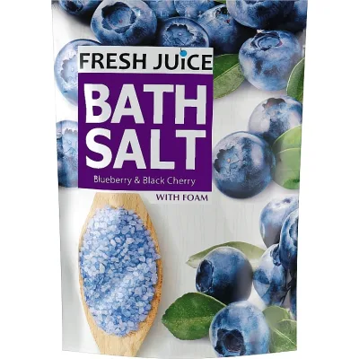 Сіль для ванн Fresh Juice Blueberry & Black Cherry Дой-пак 500 г (4823015937613)
