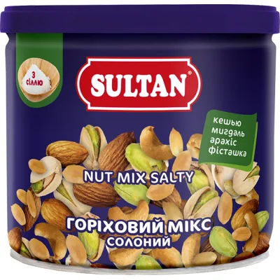 Горіхи Sultan мікс солоний 120 г з/б (slt.50786)