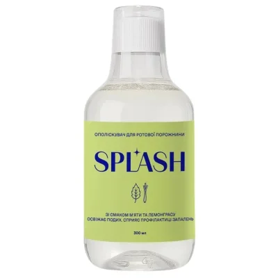Ополіскувач для порожнини рота Splash Mint And Lemongrass Зі смаком м'яти та лемонграсу 300 мл (4820266832247)