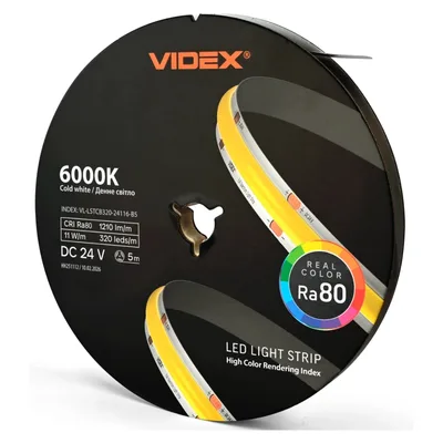 Світлодіодна стрічка Videx COB DC24V 55W 5M 6000K Ra80 IP20 5м (VL-LSTCB320-24116-B5)