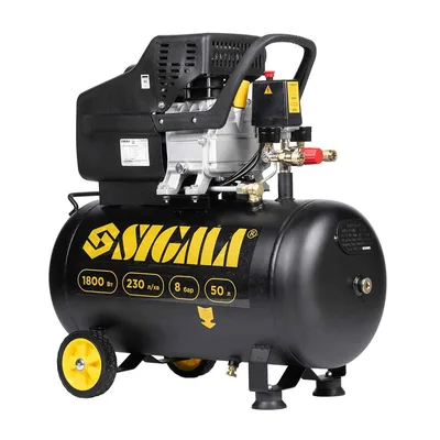 Компресор одноциліндровий 1.8кВт 230л/хв 8бар 50л (2 крана) SIGMA (7043141)