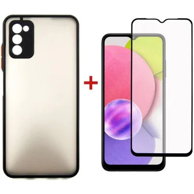 Чохол до мобільного телефона Dengos Kit for Samsung Galaxy A03s case + glass (Black) (DG-KM-24)