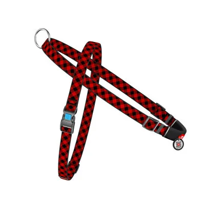Шлея для собак WAUDOG Nylon з QR-паспортом "Шотландка червона" L (5400)