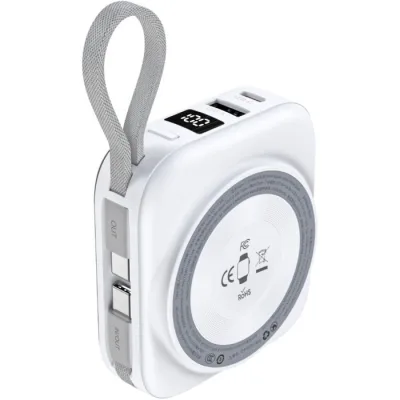 Батарея універсальна Choetech Magnetic Wireless 10000mAh, 22.5W, PD, build USB-C, Apple Watch charger (B697C-WHSL)