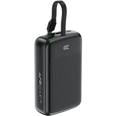 Батарея універсальна Acefast 20000mAh 22,5W PD, QC/3.0 USB-A+USB-C In/Out,build-in cable M14 Black (6974316283966)
