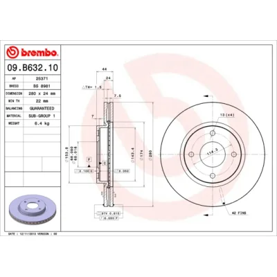 Гальмівний диск Brembo 09.B632.10