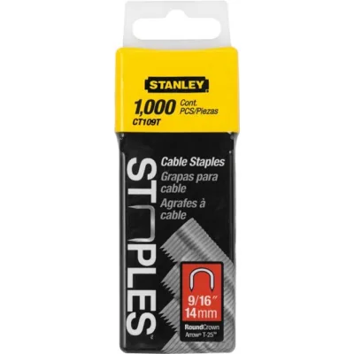 Скоби для будівельного степлера Stanley CABLE, тип 7, L14мм, напівкруглі, для кріплення кабелю, 1000шт (1-CT109T)