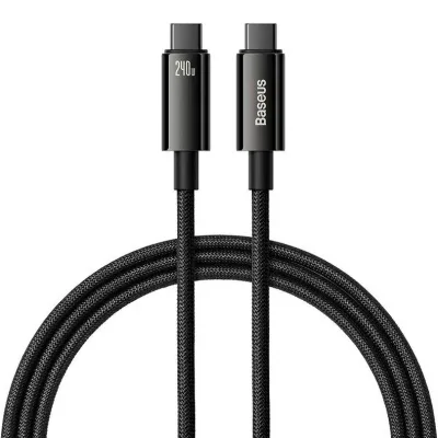 Дата кабель USB-C to USB-C 2.0m 240W Black Baseus (CAWJ040101)