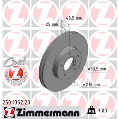 Гальмівний диск ZIMMERMANN 250.1352.20