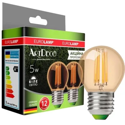Лампочка Eurolamp LED G45 5W 530 Lm E27 4000K deco 2шт (MLP-LED-G45-05274(Amber))