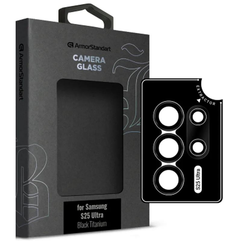 Скло захисне Armorstandart Camera Supreme BI Samsung S25 Ultra Black Titanium (ARM83222)