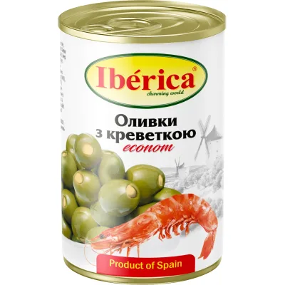 Овочева консервація Iberica Оливки фаршировані креветками 280 г (8436024298420)
