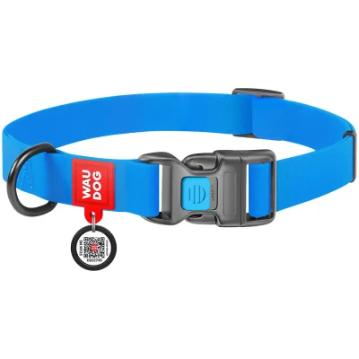 Нашийник для тварин WAUDOG Waterproof з QR паспортом Ш 25 мм Д 34-49 см блакитний (27722)
