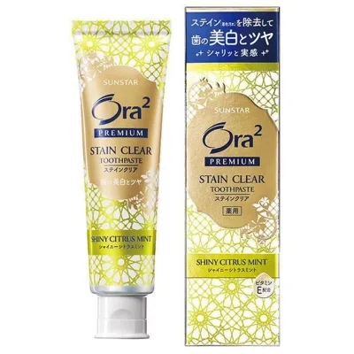Зубна паста Sunstar Ora2 Stain Clear Premium Toothpaste Shiny Citrus Mint Відбілююча М'ята і цитрус 100 г (4901616013155)