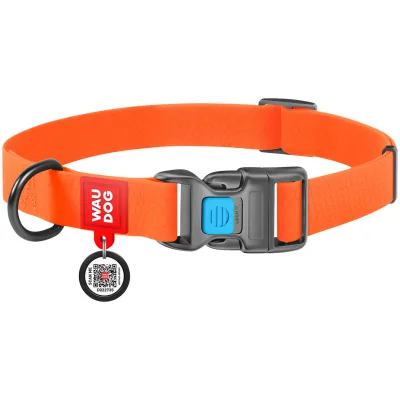 Нашийник для тварин WAUDOG Waterproof з QR паспортом Ш 25 мм Д 38-58 см помаранчевий (27774)