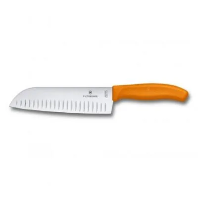 Кухонний ніж Victorinox SwissClassic сантоку 17 см, ребристе лезо, помаранчевий (6.8526.17L9B)
