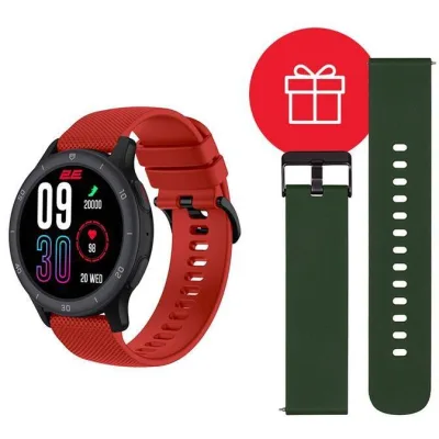 Смарт-годинник 2E Motion GT2 47mm Black-red + ремінець зелений (2E-CWW21BKRD-WS)