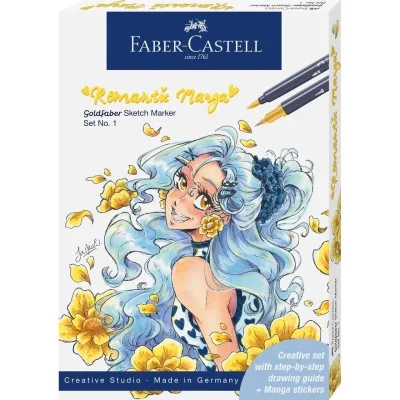 Художній маркер Faber-Castell набір двосторонніх Goldfaber Sketch Markers Romantic Manga з аксесуарами (33009)