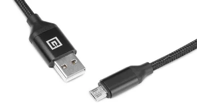 Дата кабель USB 2.0 AM to Micro 5P 2.0m Fabric Premium black REAL-EL (EL123500048)