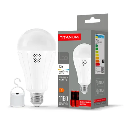 Лампочка TITANUM акумуляторна A80 12W E27 4000K 230V (TL-EMA80-12274)