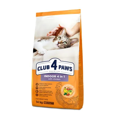 Сухий корм для кішок Club 4 Paws Преміум. Для кішок, які живуть в приміщенні 4 в 1 14 кг (4820083909436)