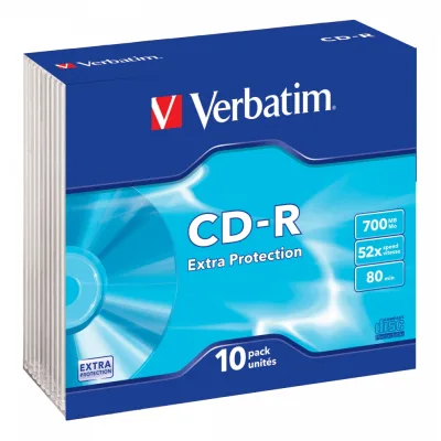 Диск CD Verbatim CD-R 700Mb 52x Slim case 10шт Extra (43415)