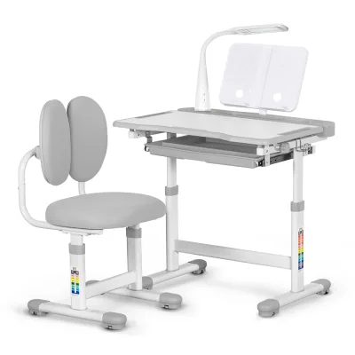 Парта зі стільцем Evo-kids (стол+стул+полка+лампа) Gray (BD-20 G)