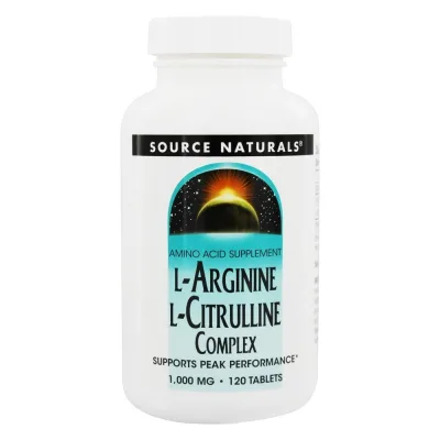 Амінокислота Source Naturals L-Аргінін L-Цитруліновий Комплекс 1000мг, 120 таблеток (SN2043)
