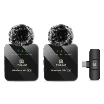 Мікрофон Puluz для телефону приймач Type-C і два мікрофони Black (PU648B)