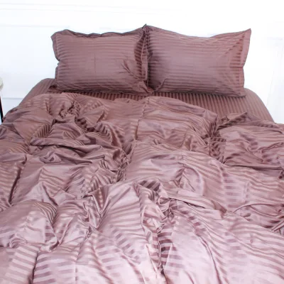 Постільна білизна MirSon SatinStripe 30-0006DarkBrown 220х240 King Size (2200005249475)