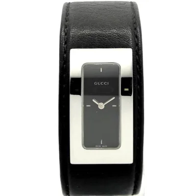 Наручний годинник Gucci 7800SR 07835 steel, black dial, black leather