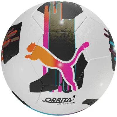М'яч футбольний Puma Orbita 5 TB Hardground 084329-01 білий, чорний, рожевий 5 (4067981499809)