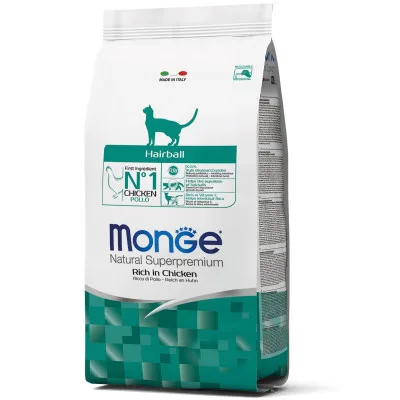 Сухий корм для кішок Monge Cat Hairball зі смаком курки, кукурудзи та рису 5 кг (8009470125548)