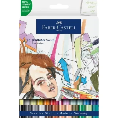 Набір маркерів Faber-Castell двосторонніх Goldfaber Gofa Sketch Markers, 24 кольора (32610)