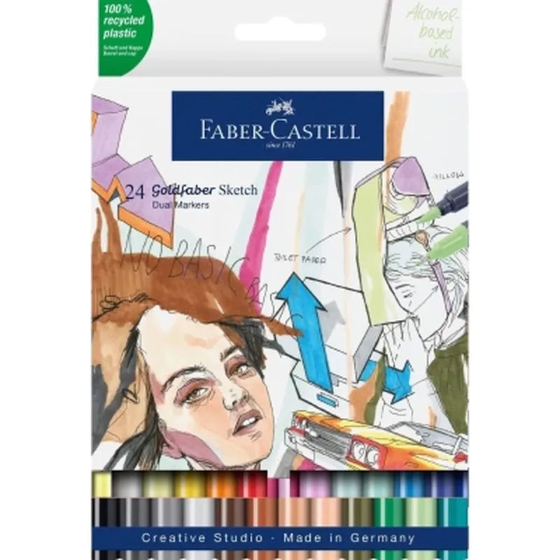 Набір маркерів Faber-Castell двосторонніх Goldfaber Gofa Sketch Markers, 24 кольора (32610)