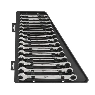 Ключ Milwaukee MAX BITE рожково-накидний з тріскачкою, 15шт, 8-22мм (4932464994)