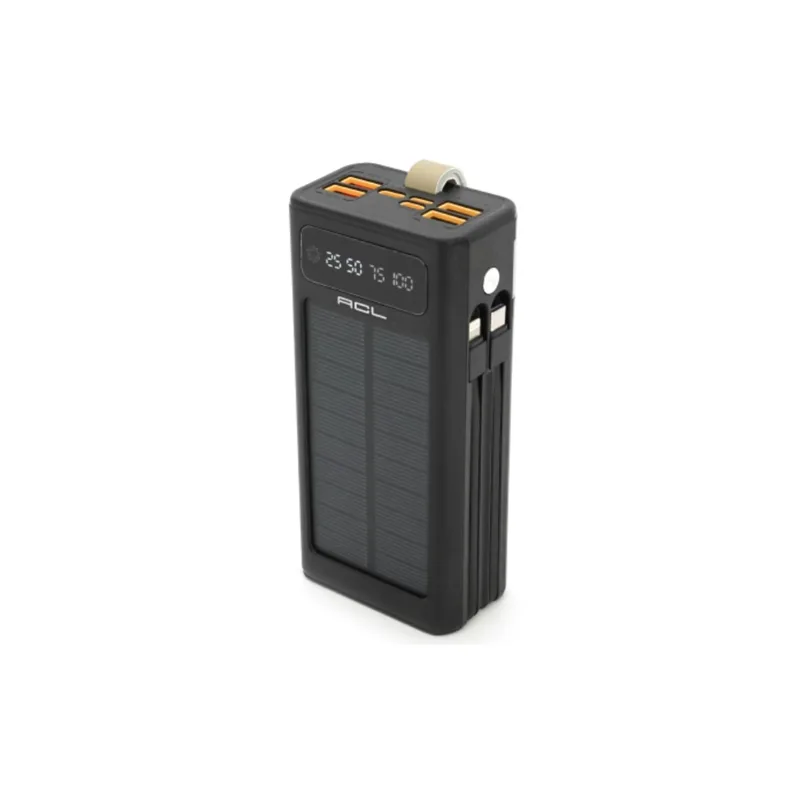 Батарея універсальна ACL 30000mAh, SOLAR, TypeC + Lighting, Black (PW-90B)