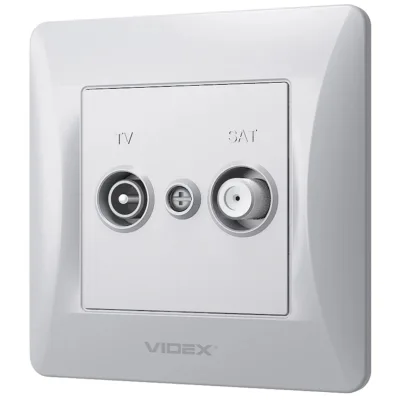 ТВ розетка Videx BINERA TV + SAT кінцева срібний шовк (VF-BNSK2TVSATE-SS)