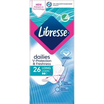 Щоденні прокладки Libresse Dailies Protect Long Liners 26 шт. (7322540802702)