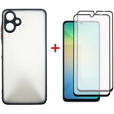 Чохол до мобільного телефона Dengos Kit Samsung Galaxy A06 Matte + 2 pcs glass (Black) (DG-CTG2P-02)