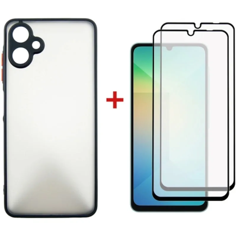 Чохол до мобільного телефона Dengos Kit Samsung Galaxy A06 Matte + 2 pcs glass (Black) (DG-CTG2P-02)