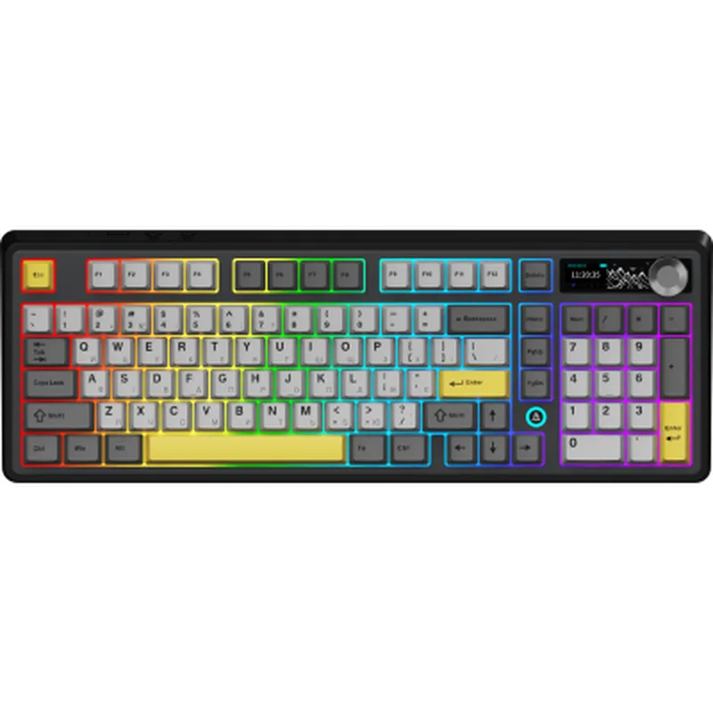 Клавіатура Ajazz AK980 V2 Gift Switch V2 Wireless/Bluetooth/USB UA Black/Grey/Yellow (AK980-V2-G-BGY)