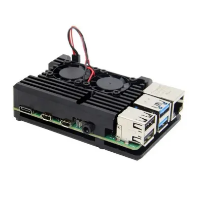 Додаткове обладнання для Мікро ПК Raspberry Pi радіатор для 4B алюмінієвий з 2 кулерами (RA503)