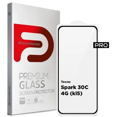 Скло захисне Armorstandart Pro Tecno Spark 30C 4G (kl5) Black (ARM81169)