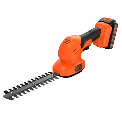 Кущоріз Black&Decker 18 В, 2Ah, насадки- 20 см/8 мм, 10 см/18 мм, (BCSS18D1)