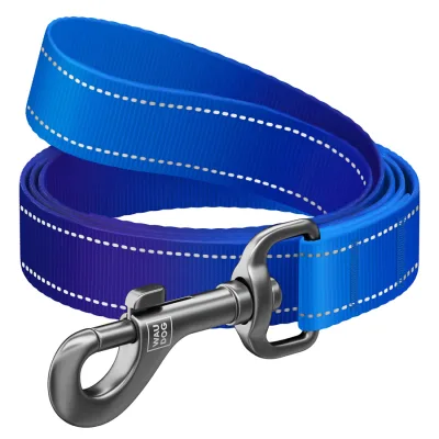Повідець для собак WAUDOG Nylon Mono світловідбивний M 20 мм, 300 см, синій (464412)